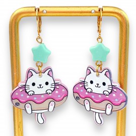 Earrings Donut Cat