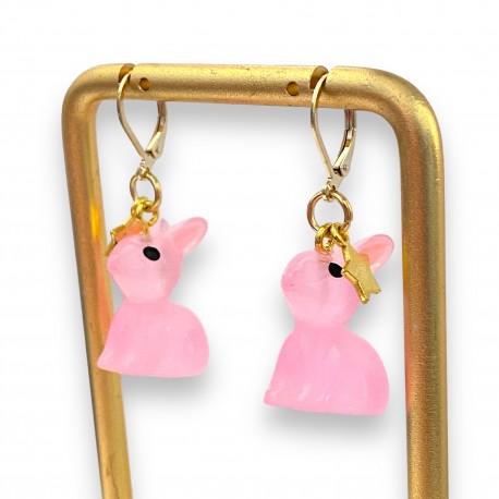 Earrings Pink Bunnies