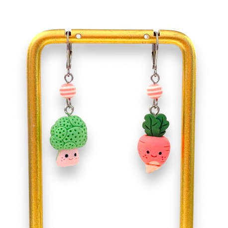 Boucles d'Oreilles Duo de Légumes