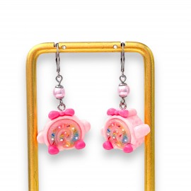 Earrings Cake Rolls PInk