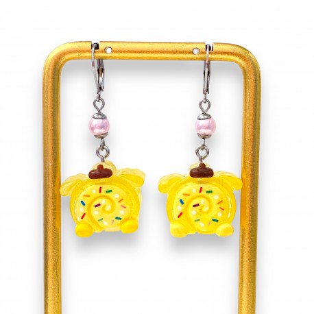 Earrings Cake Rolls Yellow