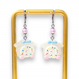 Earrings Cake Rolls White