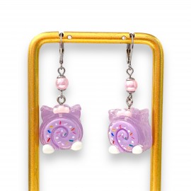 Boucles d'Oreilles Cake Rolls Mauve