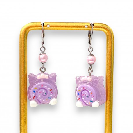 Boucles d'Oreilles Cake Rolls Mauve