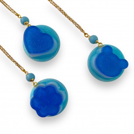 Collier Pudding Kawaii Bleu