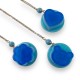 Necklace Pudding Kawaii Bleu